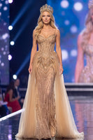 Laden Sie das Bild in den Galerie-Viewer, Goldene Korsettscheide Sweetheart Pailletten Maxi Pageant-Kleid