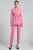 Laden Sie das Bild in den Galerie-Viewer, Rosa Zweiteiler‑Anzugset mit Reversblazer und Cropped‑Hose