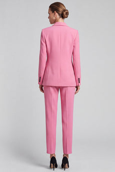Rosa Zweiteiler‑Anzugset mit Reversblazer und Cropped‑Hose