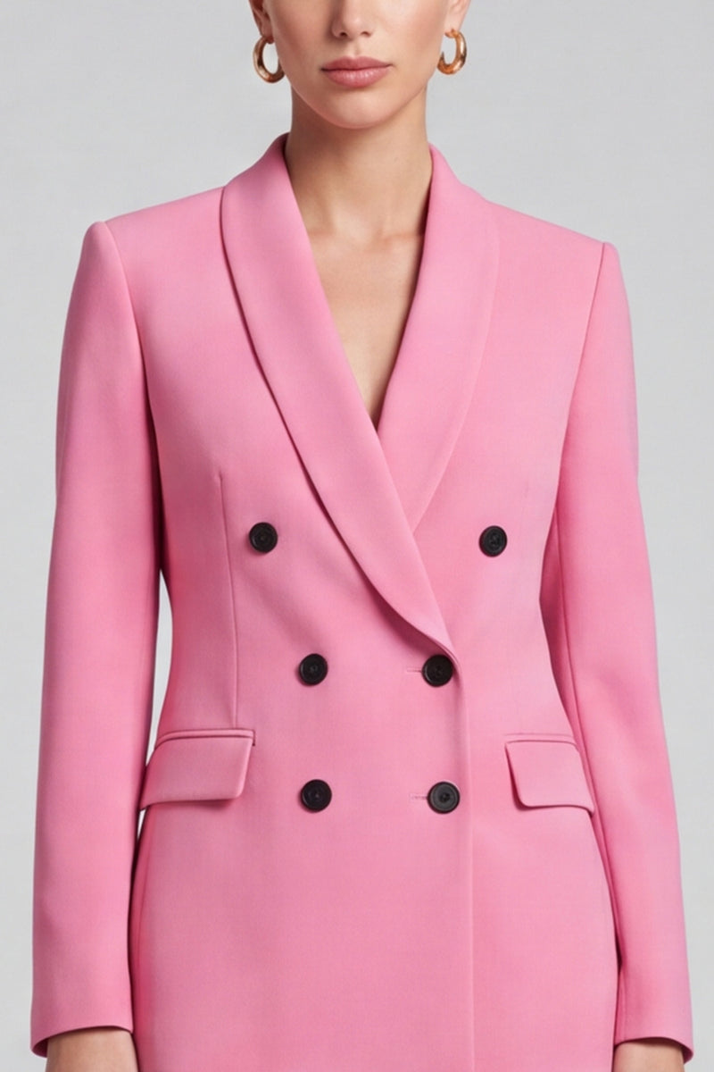 Laden Sie das Bild in den Galerie-Viewer, Rosa Zweiteiler‑Anzugset mit Reversblazer und Cropped‑Hose