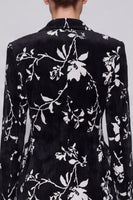 Laden Sie das Bild in den Galerie-Viewer, Schwarzes Blumenmuster Anzugset mit Blazer und Weithose