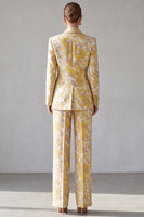 Laden Sie das Bild in den Galerie-Viewer, Gelbes Floral‑Anzugset mit Blazer und Weithose