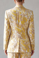 Laden Sie das Bild in den Galerie-Viewer, Gelbes Floral‑Anzugset mit Blazer und Weithose
