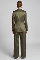 Laden Sie das Bild in den Galerie-Viewer, Olivgrünes Damen Anzugset mit Blazer und Weithose