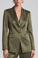 Laden Sie das Bild in den Galerie-Viewer, Olivgrünes Damen Anzugset mit Blazer und Weithose