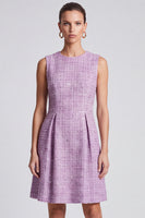 Laden Sie das Bild in den Galerie-Viewer, Flieder ärmelloses Tweed‑Kleid mit Pailletten