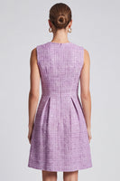 Laden Sie das Bild in den Galerie-Viewer, Flieder ärmelloses Tweed‑Kleid mit Pailletten