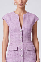 Laden Sie das Bild in den Galerie-Viewer, Flieder Business Tweed‑Minikleid mit Knöpfen