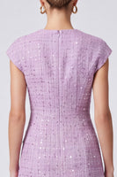 Laden Sie das Bild in den Galerie-Viewer, Flieder Business Tweed‑Minikleid mit Knöpfen