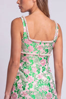 Laden Sie das Bild in den Galerie-Viewer, Hellblaues Blumen Perlen Quadratiger Ausschnitt Bodycon Kurzes Abendkleid mit Schlitz