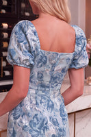 Laden Sie das Bild in den Galerie-Viewer, Schwarze Rote Blume Bodycon Quadrathals Kurzes Abendkleid