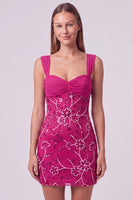 Laden Sie das Bild in den Galerie-Viewer, Himmelblaues Perlen Gerafftes Geblümtes Bodycon Kurzes Abendkleid mit Pailletten