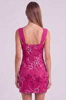 Laden Sie das Bild in den Galerie-Viewer, Himmelblaues Perlen Gerafftes Geblümtes Bodycon Kurzes Abendkleid mit Pailletten