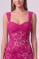 Laden Sie das Bild in den Galerie-Viewer, Himmelblaues Perlen Gerafftes Geblümtes Bodycon Kurzes Abendkleid mit Pailletten