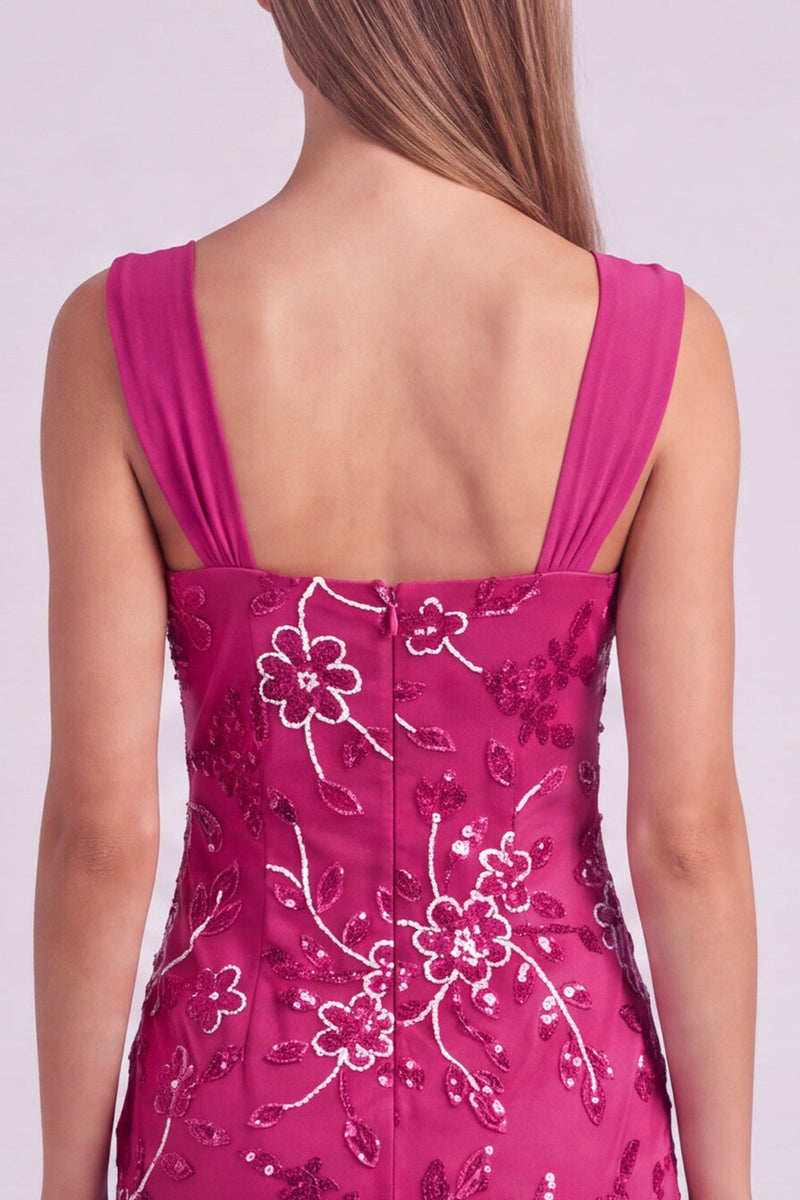 Laden Sie das Bild in den Galerie-Viewer, Himmelblaues Perlen Gerafftes Geblümtes Bodycon Kurzes Abendkleid mit Pailletten