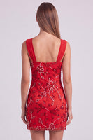 Laden Sie das Bild in den Galerie-Viewer, Himmelblaues Perlen Gerafftes Geblümtes Bodycon Kurzes Abendkleid mit Pailletten