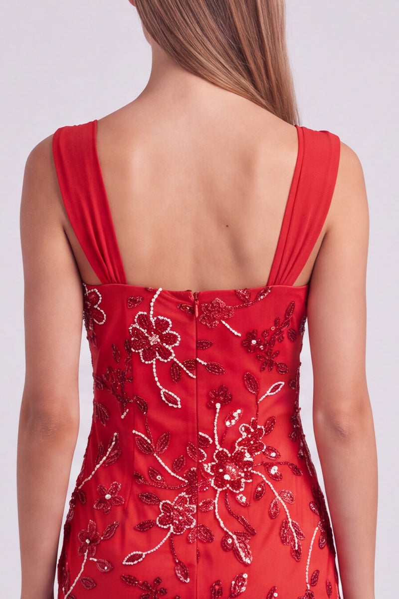Laden Sie das Bild in den Galerie-Viewer, Himmelblaues Perlen Gerafftes Geblümtes Bodycon Kurzes Abendkleid mit Pailletten