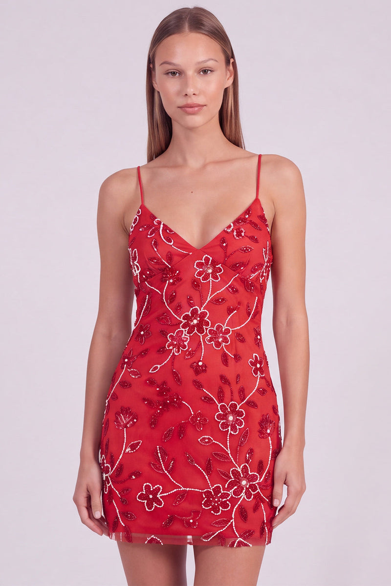 Laden Sie das Bild in den Galerie-Viewer, Rosa Florales Bodycon Pailletten Kurzes Abendkleid mit Schnürung hinten