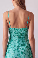 Laden Sie das Bild in den Galerie-Viewer, Fuchsia Spaghettiträger Blumen Bodycon Perlen Kurzes Abendkleid