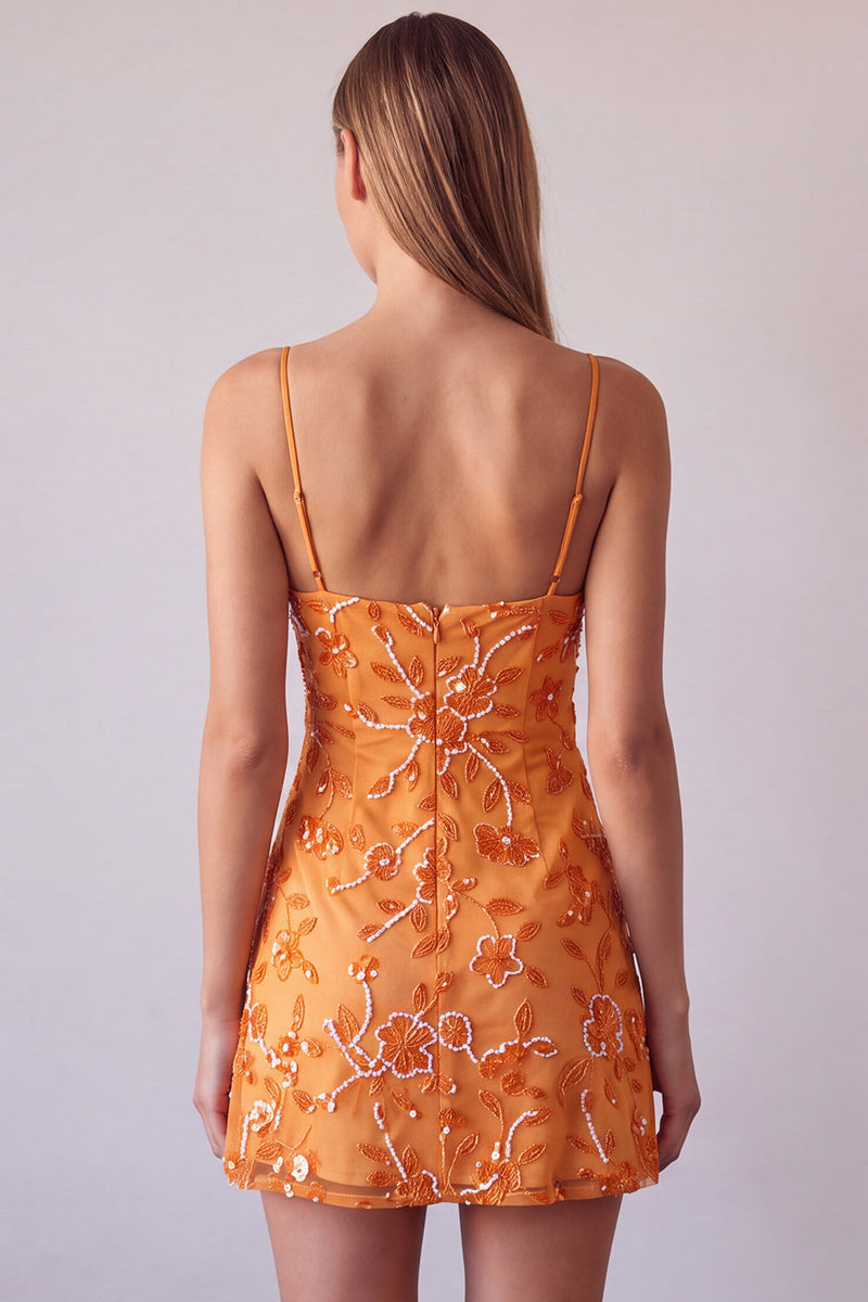 Laden Sie das Bild in den Galerie-Viewer, Fuchsia Spaghettiträger Blumen Bodycon Perlen Kurzes Abendkleid