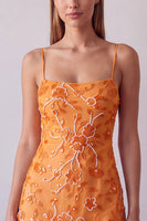 Laden Sie das Bild in den Galerie-Viewer, Fuchsia Spaghettiträger Blumen Bodycon Perlen Kurzes Abendkleid