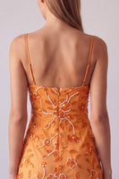 Laden Sie das Bild in den Galerie-Viewer, Fuchsia Spaghettiträger Blumen Bodycon Perlen Kurzes Abendkleid