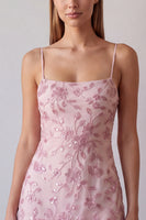 Laden Sie das Bild in den Galerie-Viewer, Fuchsia Spaghettiträger Blumen Bodycon Perlen Kurzes Abendkleid