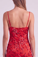 Laden Sie das Bild in den Galerie-Viewer, Fuchsia Spaghettiträger Blumen Bodycon Perlen Kurzes Abendkleid