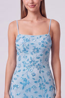 Laden Sie das Bild in den Galerie-Viewer, Fuchsia Spaghettiträger Blumen Bodycon Perlen Kurzes Abendkleid