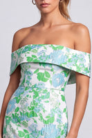 Laden Sie das Bild in den Galerie-Viewer, Grünes Trägerloses Floral Bedrucktes Bodycon Kurzes Abendkleid