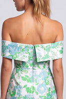 Laden Sie das Bild in den Galerie-Viewer, Grünes Trägerloses Floral Bedrucktes Bodycon Kurzes Abendkleid