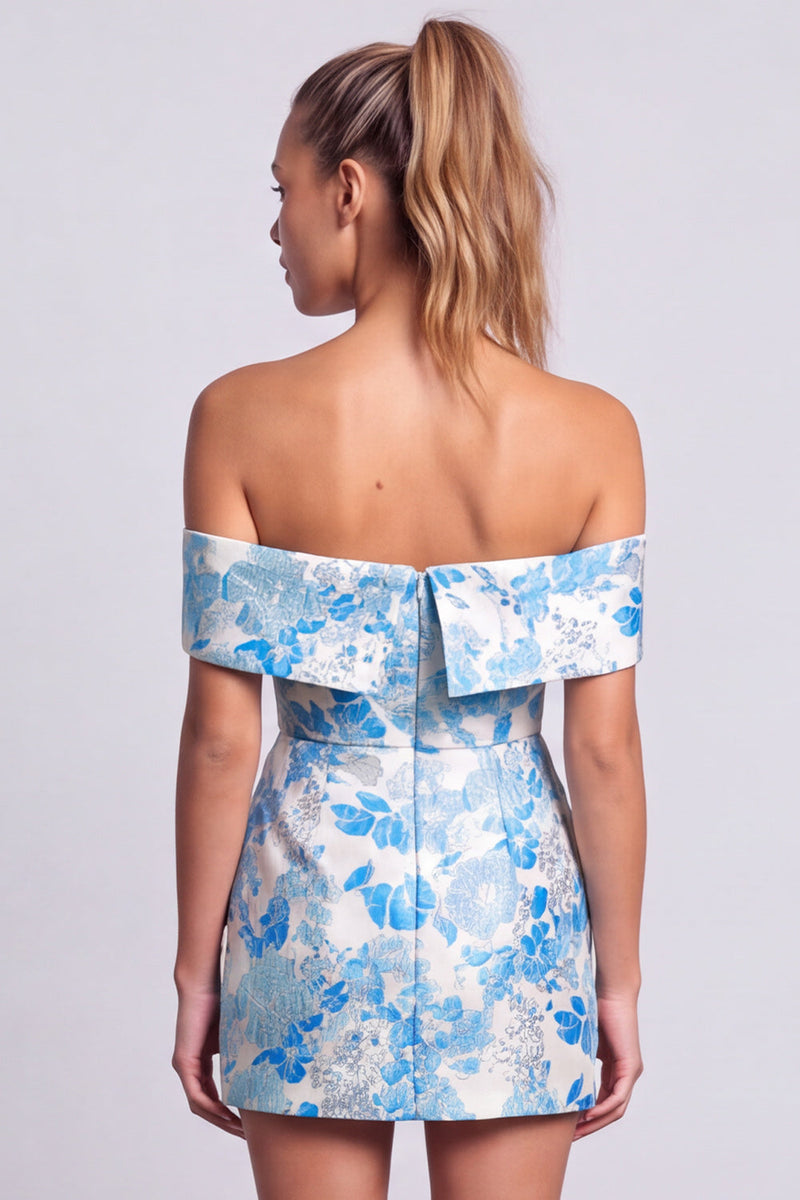 Laden Sie das Bild in den Galerie-Viewer, Grünes Trägerloses Floral Bedrucktes Bodycon Kurzes Abendkleid