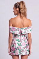 Laden Sie das Bild in den Galerie-Viewer, Grünes Trägerloses Floral Bedrucktes Bodycon Kurzes Abendkleid