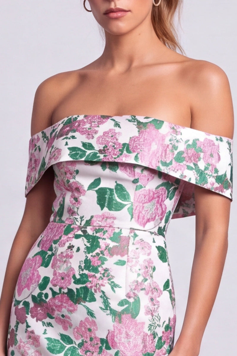 Laden Sie das Bild in den Galerie-Viewer, Grünes Trägerloses Floral Bedrucktes Bodycon Kurzes Abendkleid
