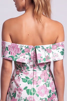 Laden Sie das Bild in den Galerie-Viewer, Grünes Trägerloses Floral Bedrucktes Bodycon Kurzes Abendkleid