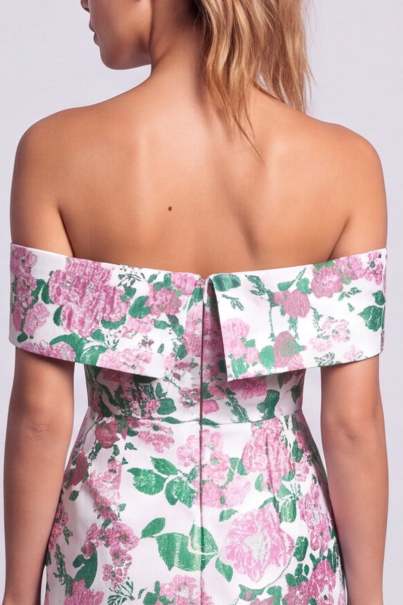 Laden Sie das Bild in den Galerie-Viewer, Grünes Trägerloses Floral Bedrucktes Bodycon Kurzes Abendkleid