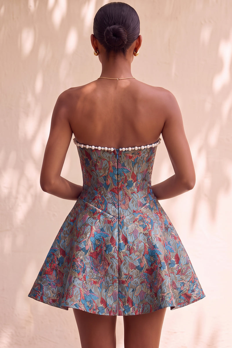Laden Sie das Bild in den Galerie-Viewer, Hellgrünes A-Linie Perlen Korsett Trägerloses Baskisches Taillen Kurzes Abendkleid