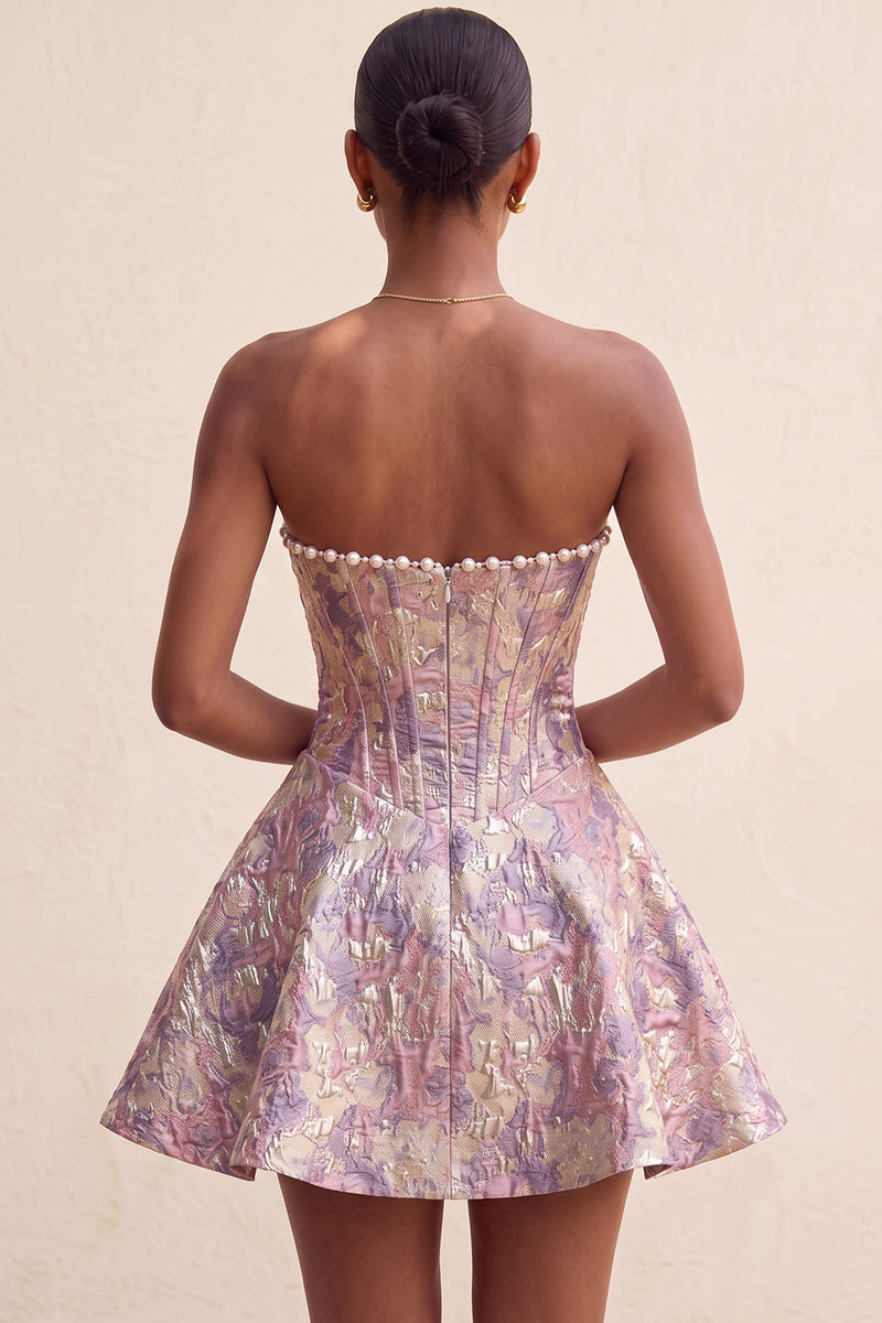 Laden Sie das Bild in den Galerie-Viewer, Hellgrünes A-Linie Perlen Korsett Trägerloses Baskisches Taillen Kurzes Abendkleid