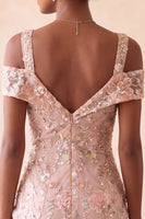 Laden Sie das Bild in den Galerie-Viewer, Blush Bodycon Kalte Schulter Floral Kurzes Abendkleid mit Stickerei