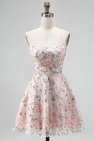 Laden Sie das Bild in den Galerie-Viewer, Blush Trägerlose A-Linie Pailletten Blumenstickerei Kurzes Abendkleid