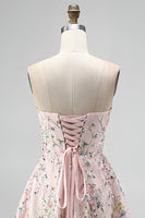 Laden Sie das Bild in den Galerie-Viewer, Blush Trägerlose A-Linie Pailletten Blumenstickerei Kurzes Abendkleid