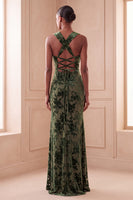 Laden Sie das Bild in den Galerie-Viewer, Eukalyptus-Scheide mit gerafftem Blumen, langem Festkleid