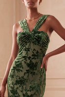 Laden Sie das Bild in den Galerie-Viewer, Eukalyptus-Scheide mit gerafftem Blumen, langem Festkleid