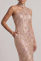 Laden Sie das Bild in den Galerie-Viewer, Blush Meerjungfrauen Taschen Bubble-Saum Midi Mutter der Braut Kleid mit Pailletten