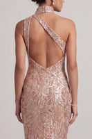 Laden Sie das Bild in den Galerie-Viewer, Blush Meerjungfrauen Taschen Bubble-Saum Midi Mutter der Braut Kleid mit Pailletten