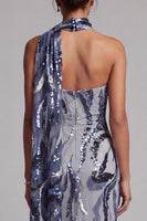Laden Sie das Bild in den Galerie-Viewer, Marineblaues Pailletten Meerjungfrauen Langes Mutter der Braut Kleid mit Perlenbestickten