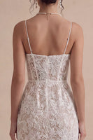 Laden Sie das Bild in den Galerie-Viewer, Weißes Korsett-Lace-Midi-Verlobungskleid mit Schlitz