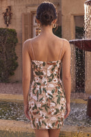 Laden Sie das Bild in den Galerie-Viewer, Helles Khaki-Korsett Bodycon Sweetheart Kurzes Homecoming-Kleid mit seitlichem Schlitz