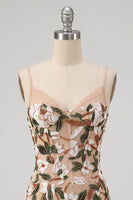 Laden Sie das Bild in den Galerie-Viewer, Helles Khaki-Korsett Bodycon Sweetheart Kurzes Homecoming-Kleid mit seitlichem Schlitz