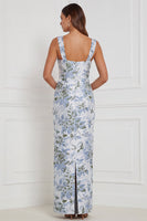 Laden Sie das Bild in den Galerie-Viewer, Salbei-Floral-Scheide mit quadratischem Ausschnitt und langem Brautjungfernkleid